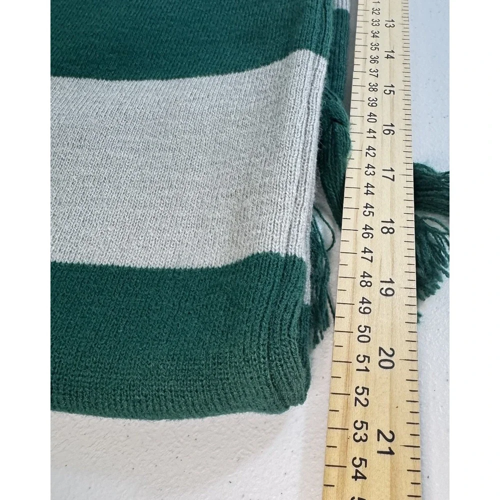 Wizarding World Harry Potter Slytherin Green Gray Knit Scarf Brown Emblem Snake‎